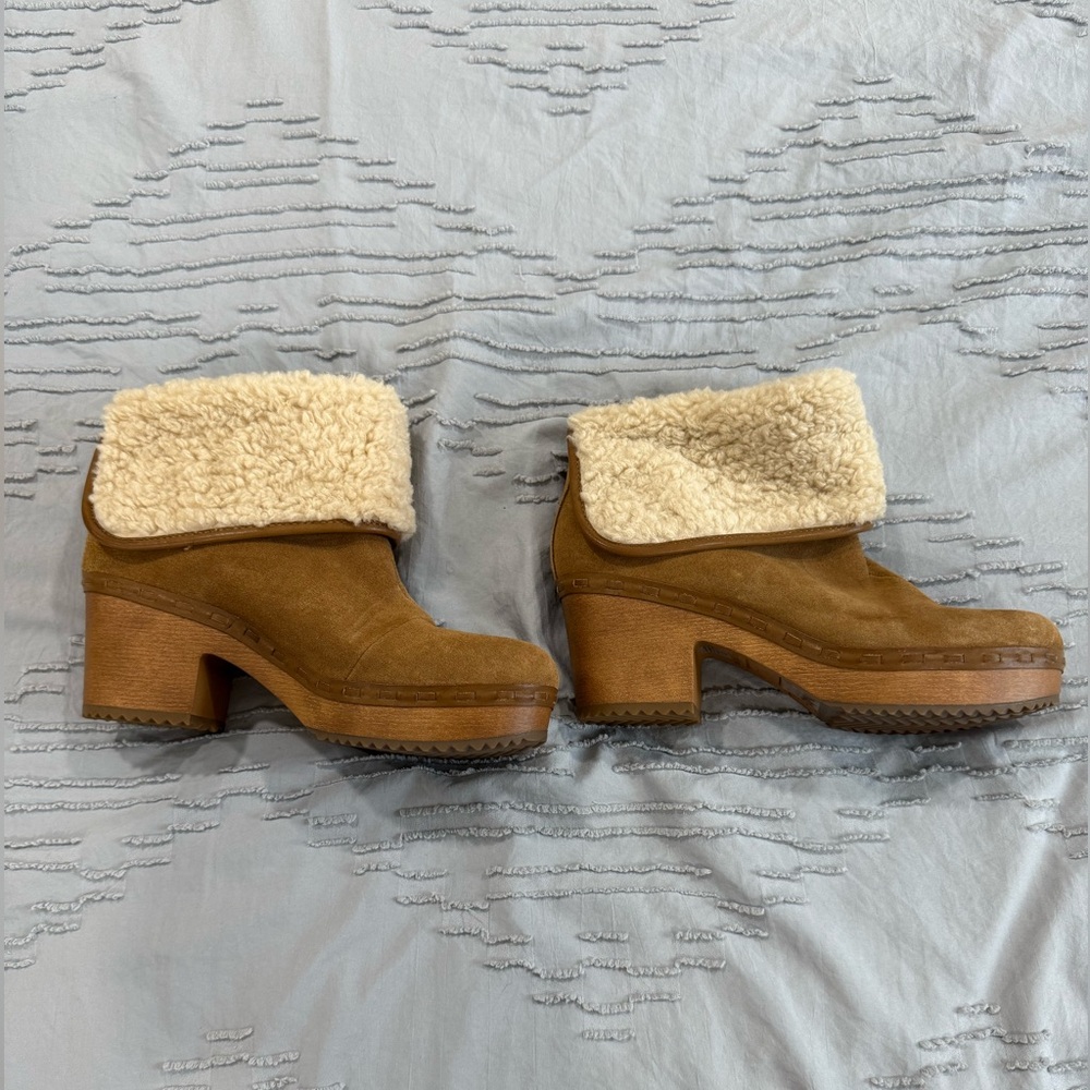 NWOB Crown Vintage Women's Tan Shearling-Lined Ankle Boots - Picture 8 of 12